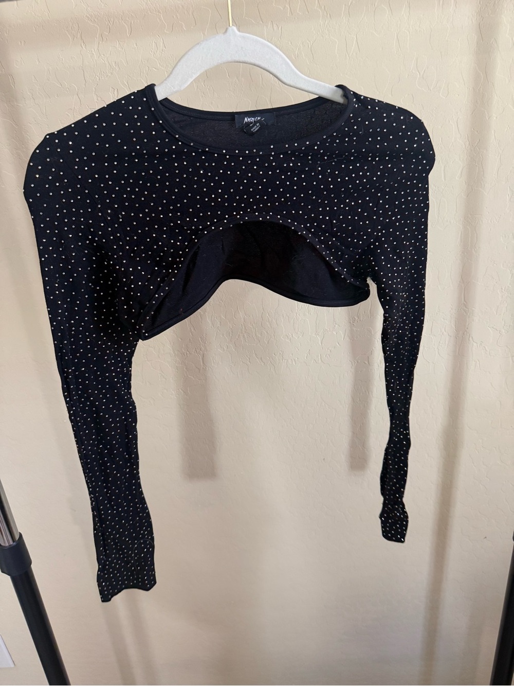 Nasty Gal Black Rhinestone-Embellished Cropped Bolero